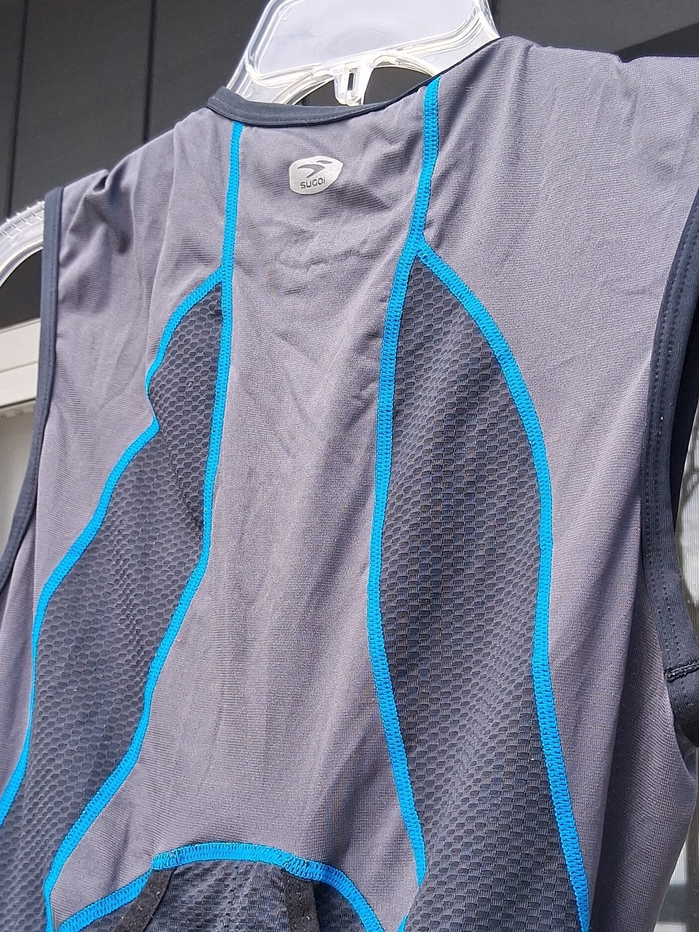 SUGOI Black and Gray with Blue Trim Sleeveless Tri Suit - Picture 3 of 5